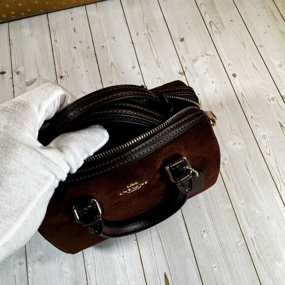 COACH Rowan Mini Satchel in Suede & Leather – Rich Mahogany Brown ✨ - Picture 10 of 10